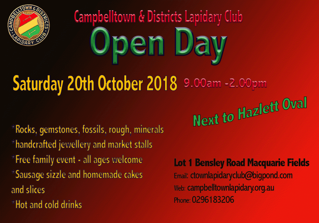 Campbelltown Lapidary Open Day Oct. 2018