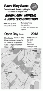Campbelltown Lapidary Open Day Flyer Back